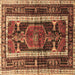 Square Medallion Brown Traditional Rug, tr3937brn