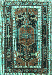 Medallion Turquoise Traditional Rug, tr3937turq