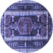 Round Medallion Blue Traditional Rug, tr3937blu