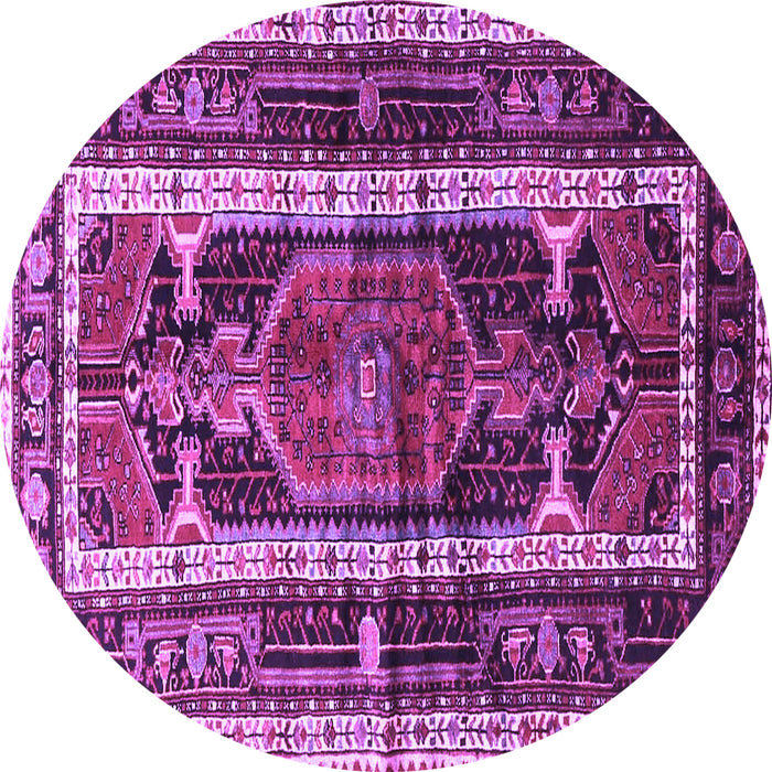 Round Medallion Purple Traditional Rug, tr3937pur