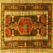 Square Machine Washable Medallion Yellow Traditional Rug, wshtr3937yw