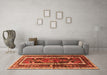 Machine Washable Medallion Orange Traditional Area Rugs in a Living Room, wshtr3937org