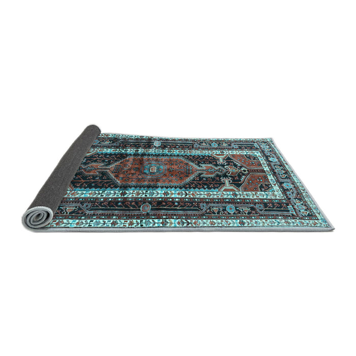 Sideview of Medallion Light Blue Traditional Rug, tr3937lblu