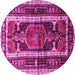 Round Medallion Pink Traditional Rug, tr3937pnk