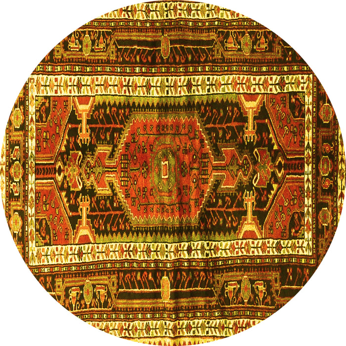 Round Medallion Yellow Traditional Rug, tr3937yw