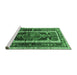 Sideview of Machine Washable Medallion Emerald Green Traditional Area Rugs, wshtr3937emgrn