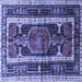 Square Medallion Blue Traditional Rug, tr3937blu