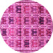 Round Machine Washable Persian Pink Traditional Rug, wshtr3938pnk