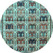 Round Persian Light Blue Traditional Rug, tr3938lblu