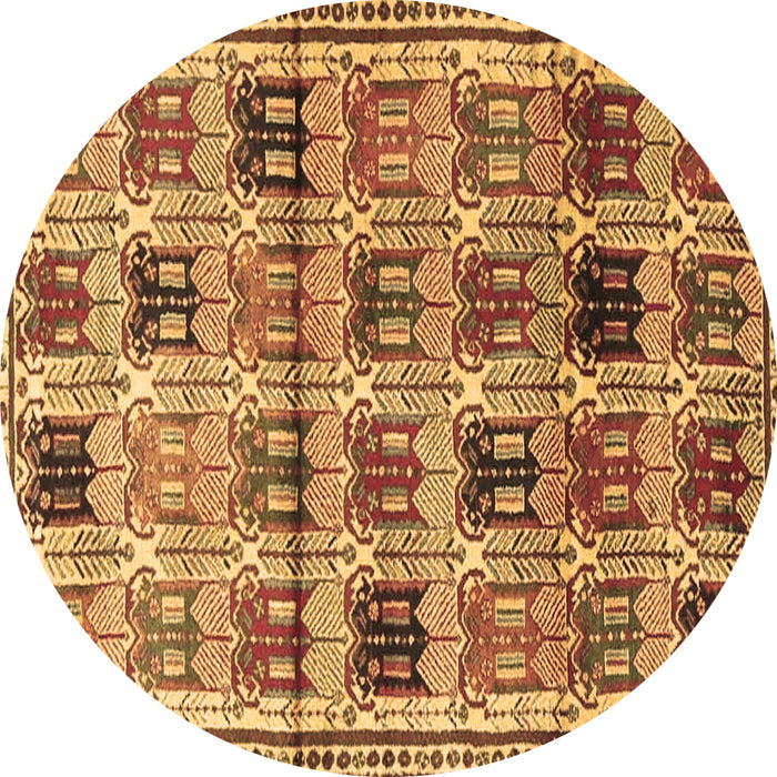 Round Persian Brown Traditional Rug, tr3938brn