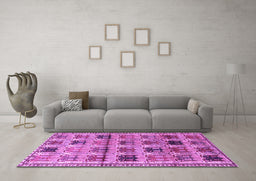 Machine Washable Persian Purple Traditional Area Rugs in a Living Room, wshtr3938pur