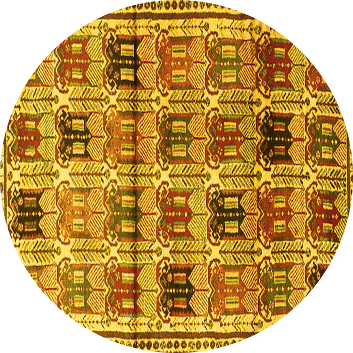 Round Persian Yellow Traditional Rug, tr3938yw