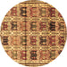 Round Machine Washable Persian Brown Traditional Rug, wshtr3938brn