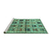 Sideview of Machine Washable Persian Turquoise Traditional Area Rugs, wshtr3938turq