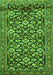 Serging Thickness of Machine Washable Persian Green Traditional Area Rugs, wshtr3939grn