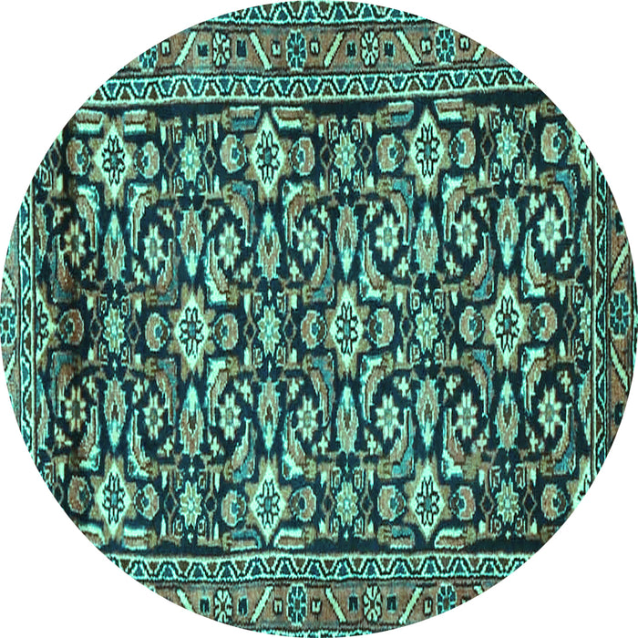 Round Machine Washable Persian Turquoise Traditional Area Rugs, wshtr3939turq