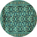 Round Machine Washable Persian Turquoise Traditional Area Rugs, wshtr3939turq