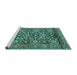 Sideview of Machine Washable Persian Turquoise Traditional Area Rugs, wshtr3939turq