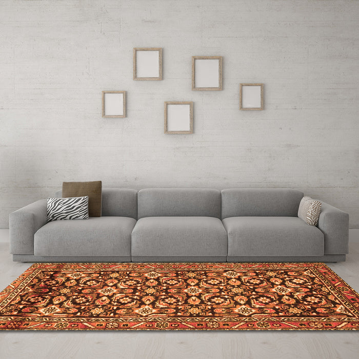 Machine Washable Persian Orange Traditional Area Rugs in a Living Room, wshtr3939org