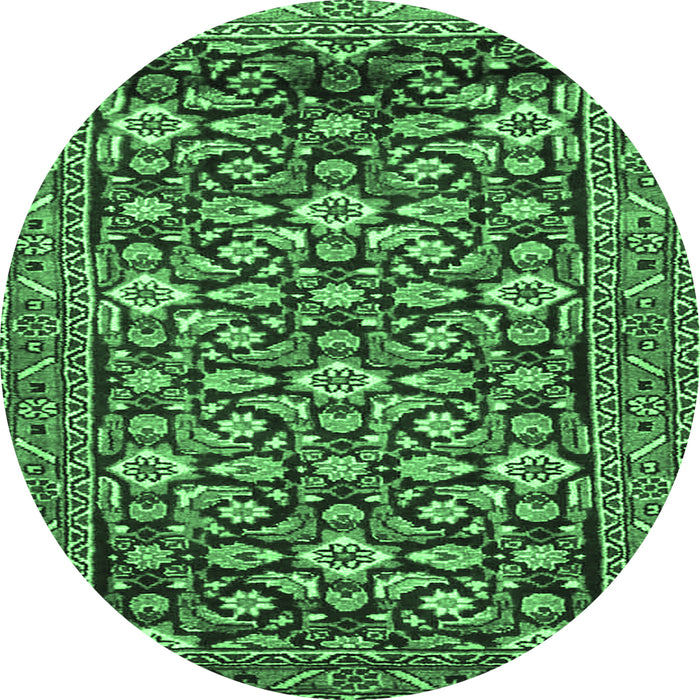 Round Machine Washable Persian Emerald Green Traditional Area Rugs, wshtr3939emgrn