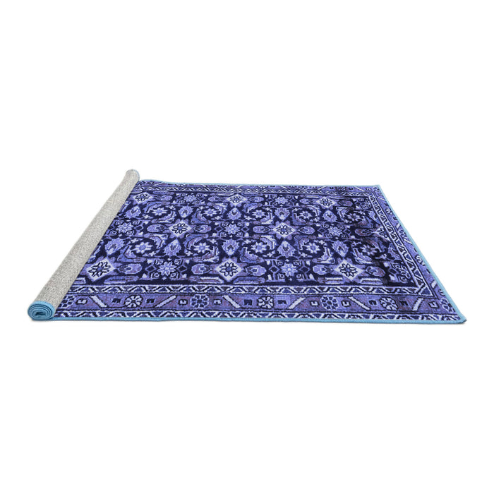 Sideview of Machine Washable Persian Blue Traditional Rug, wshtr3939blu