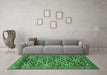 Machine Washable Persian Emerald Green Traditional Area Rugs in a Living Room,, wshtr3939emgrn