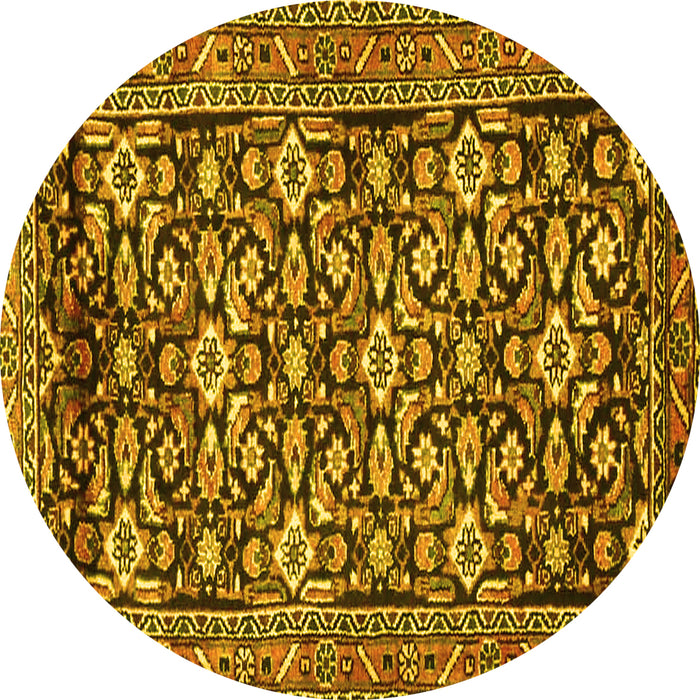Round Persian Yellow Traditional Rug, tr3939yw