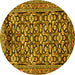 Round Persian Yellow Traditional Rug, tr3939yw