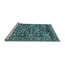 Sideview of Machine Washable Persian Light Blue Traditional Rug, wshtr3939lblu