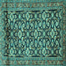 Square Machine Washable Persian Turquoise Traditional Area Rugs, wshtr3939turq