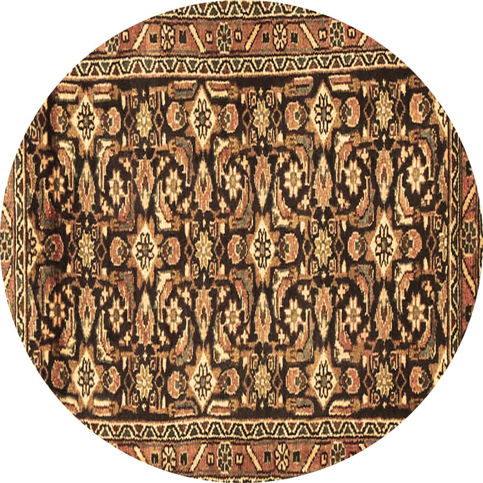 Round Persian Brown Traditional Rug, tr3939brn