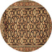 Round Persian Brown Traditional Rug, tr3939brn