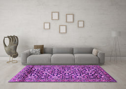 Machine Washable Persian Purple Traditional Area Rugs in a Living Room, wshtr3939pur