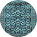 Round Machine Washable Persian Light Blue Traditional Rug, wshtr3939lblu