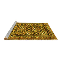 Sideview of Machine Washable Persian Yellow Traditional Rug, wshtr3939yw