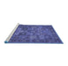 Sideview of Machine Washable Persian Blue Traditional Rug, wshtr393blu