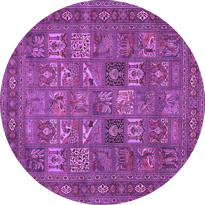 Round Persian Purple Traditional Rug, tr393pur