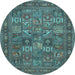 Round Machine Washable Persian Light Blue Traditional Rug, wshtr393lblu