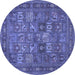 Round Machine Washable Persian Blue Traditional Rug, wshtr393blu