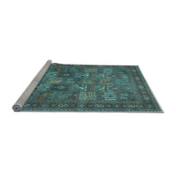 Sideview of Machine Washable Persian Light Blue Traditional Rug, wshtr393lblu