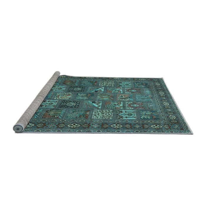Sideview of Machine Washable Persian Light Blue Traditional Rug, wshtr393lblu