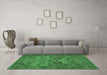 Machine Washable Persian Emerald Green Traditional Area Rugs in a Living Room,, wshtr393emgrn