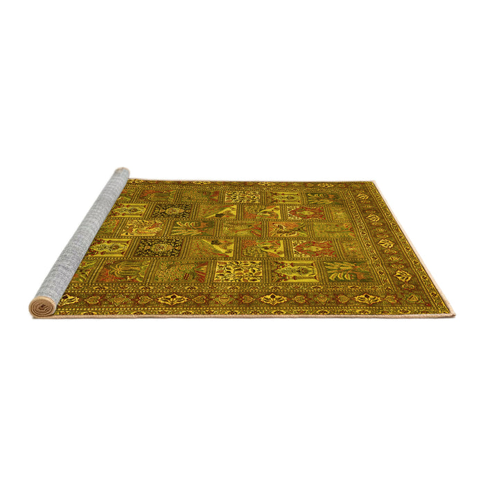 Sideview of Machine Washable Persian Yellow Traditional Rug, wshtr393yw