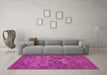 Machine Washable Persian Pink Traditional Rug in a Living Room, wshtr393pnk