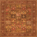 Round Machine Washable Persian Orange Traditional Area Rugs, wshtr393org