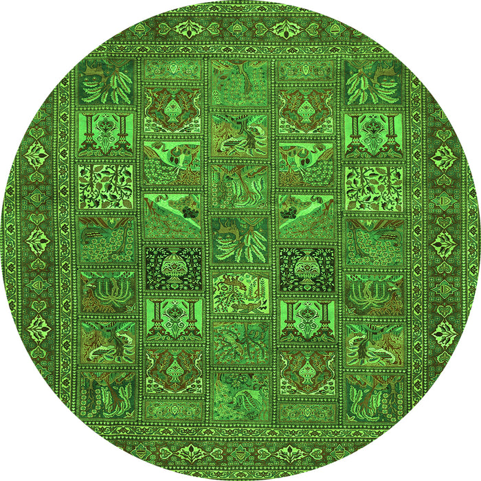Square Persian Green Traditional Rug, tr393grn