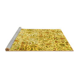 Sideview of Machine Washable Persian Yellow Traditional Rug, wshtr3940yw