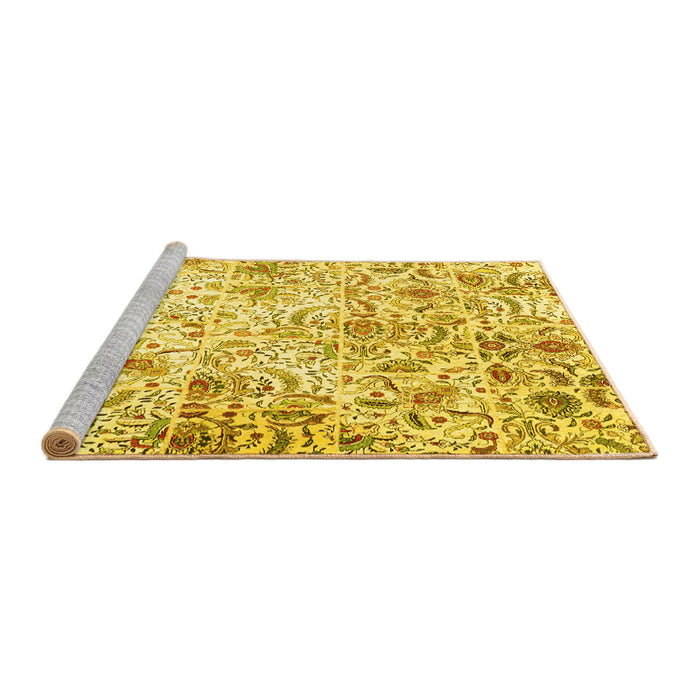 Sideview of Machine Washable Persian Yellow Traditional Rug, wshtr3940yw