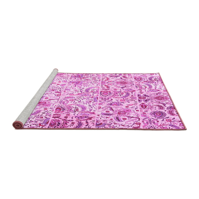 Sideview of Machine Washable Persian Pink Traditional Rug, wshtr3940pnk