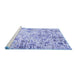 Sideview of Machine Washable Persian Blue Traditional Rug, wshtr3940blu